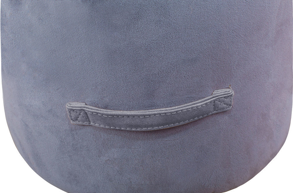 Luna Grey Velvet Ottoman - Grey