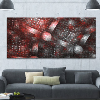 Crystal Cell Red Steel Texture, Oversized Abstract Canvas Art Print, 60x28