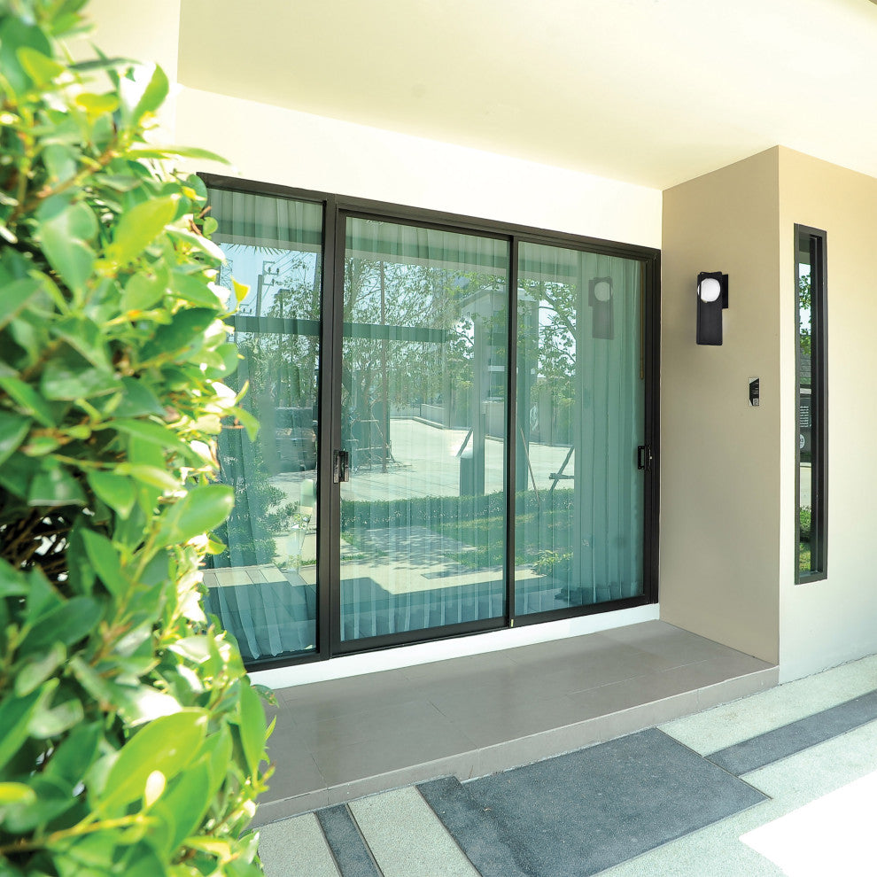 Portal 6W LED Medium Wall Lantern, Matte Black/White Opal Glass