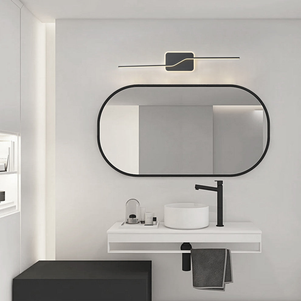 Modern LED Dimmable Vanity Light Over Mirror for Bathroom Lighting, Black