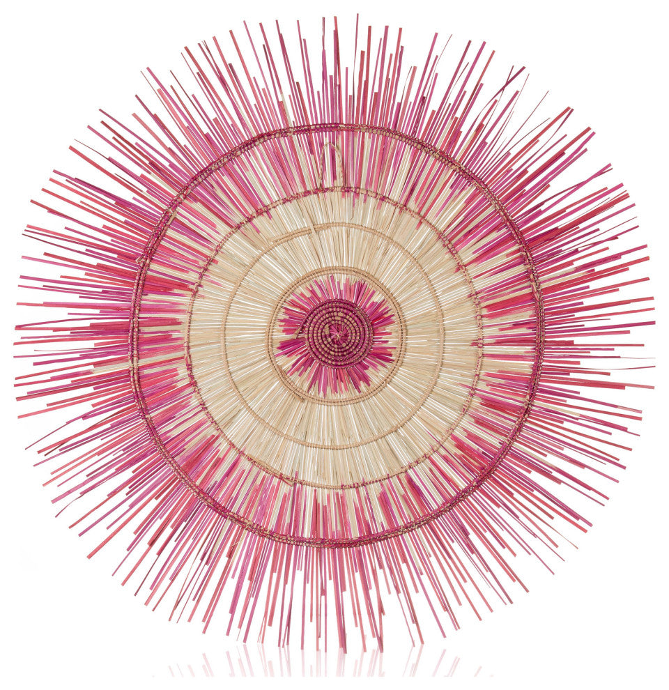 Global Crafts Sun Circle Wall Decor, Artisan Crafted, Malawi, Pink Burst