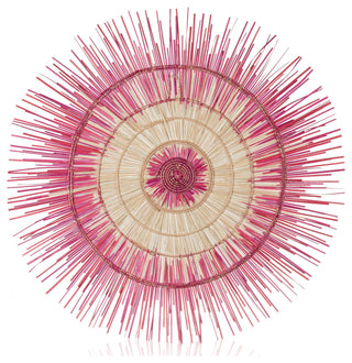 Global Crafts Sun Circle Wall Decor, Artisan Crafted, Malawi, Pink Burst