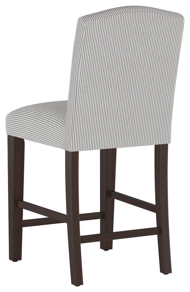 Janet Camel Back Counter Stool, Oxford Stripe Charcoal