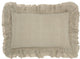 16" Beige Linen Throw Pillow