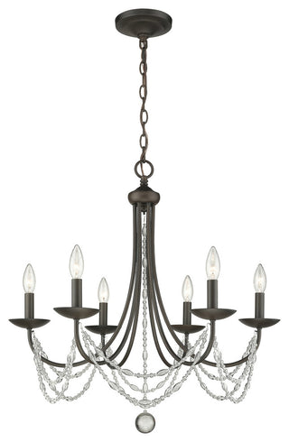 Golden Lighting 7644-6 Mirabella 6 Light 25\"W Beaded Chandelier - Pewter
