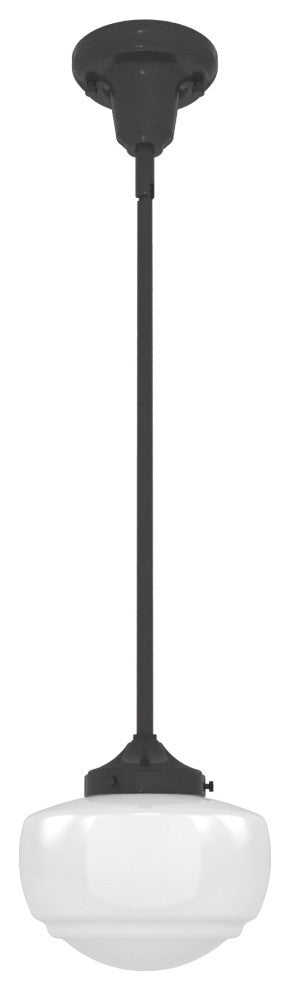Saddle Creek Noble Bronze, Cased White Glass 1 Light Mini Pendant Light