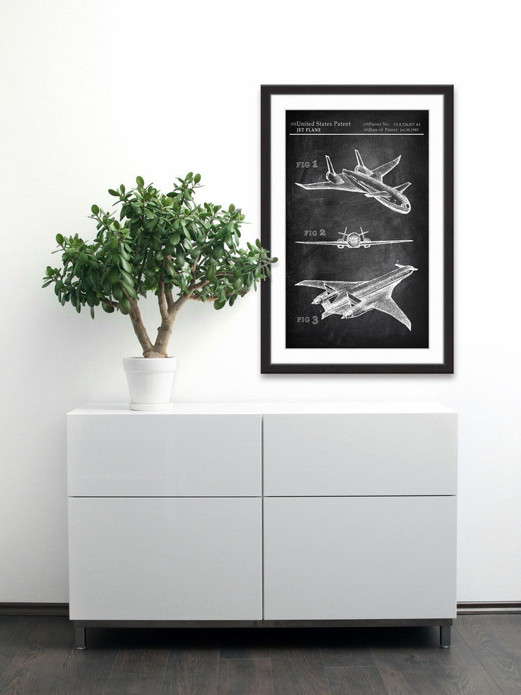 "Airplane Design Plans" Framed Painting Print, 30"x45"