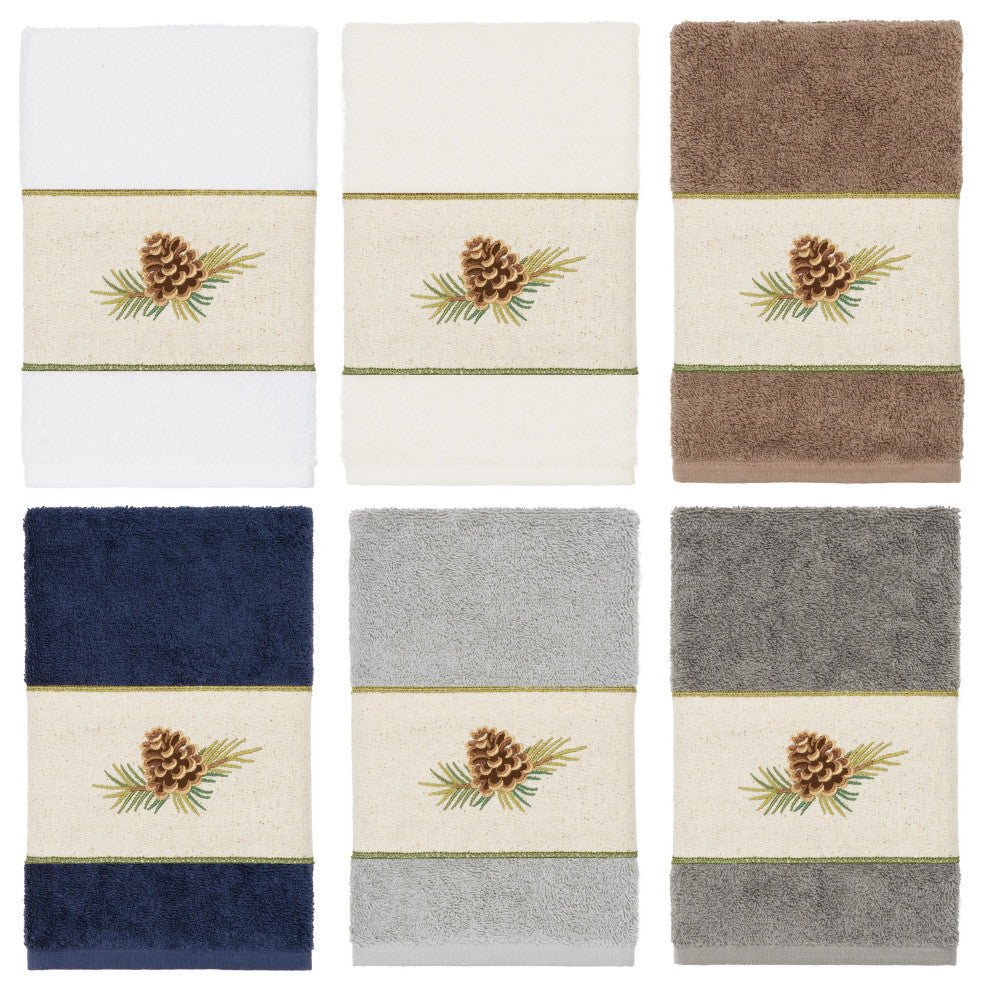 Linum Home Textiles Turkish Cotton Pierre Embellished Hand Towel, Latte