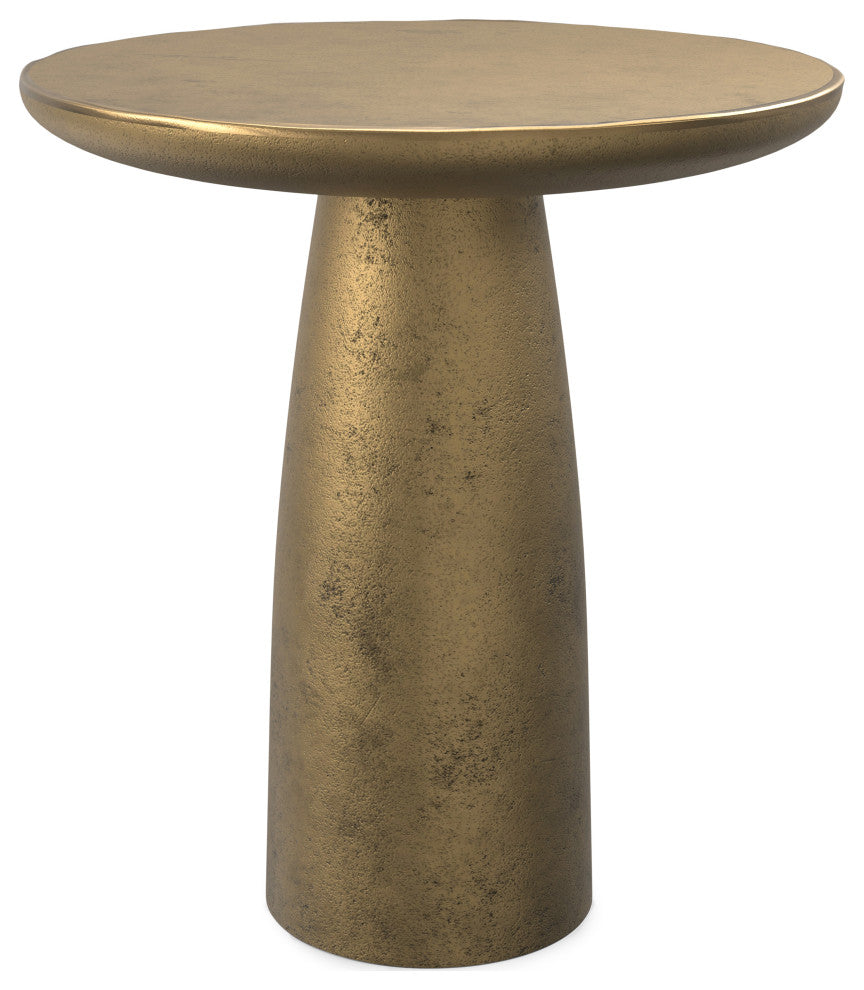 Dominique Cast Aluminum Side Table in Antique Brass