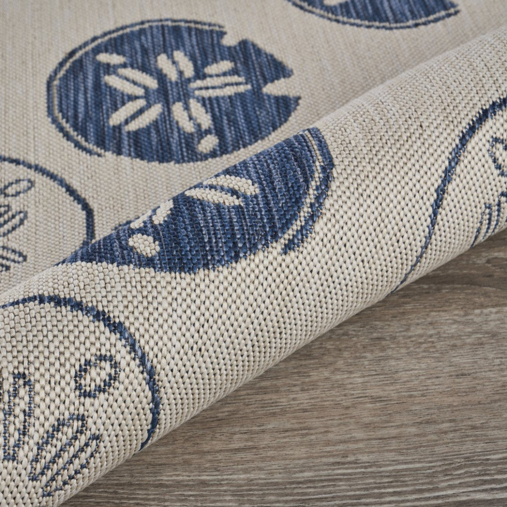 8" x 10" Navy Sand Dollar Indoor Outdoor Area Rug