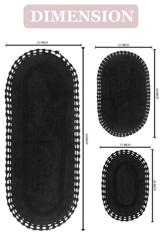 Hampton Crochet Reversible Bath Rug Set, 3-Piece Set With Runner, Gray