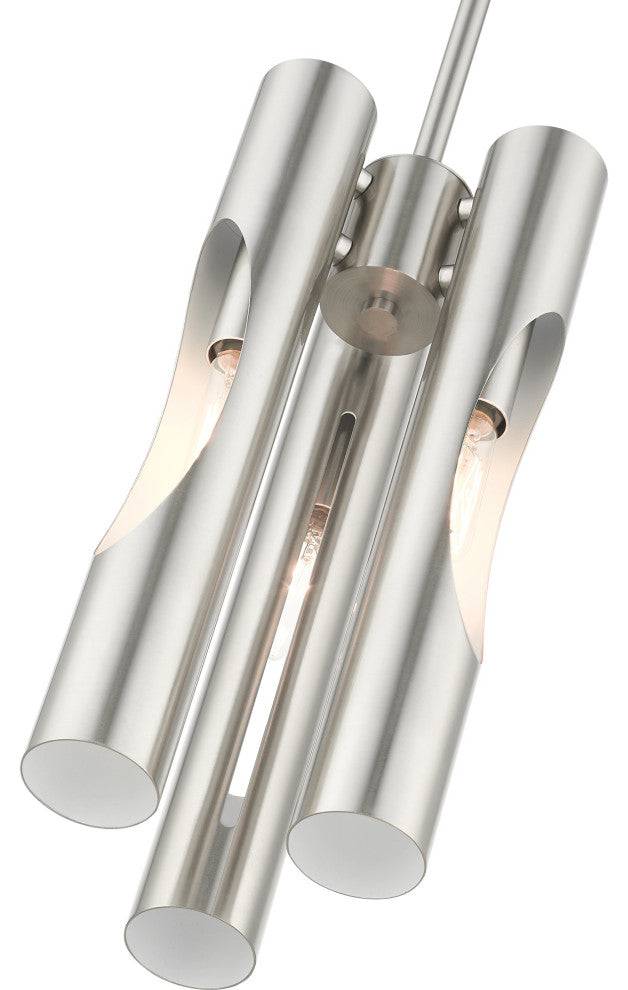 Brushed Nickel Contemporary, Industrial, Urban, Sleek Pendant Chandelier