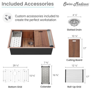 Tourner 32 x 19, Single Basin, Undermount Kitchen Workstation Sink, Rose Gold