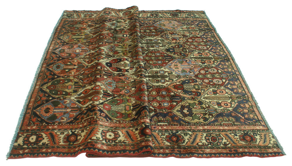 Fine Vintage Distressed Pili Burgundy/Ivory Rug, 7'2x8'7