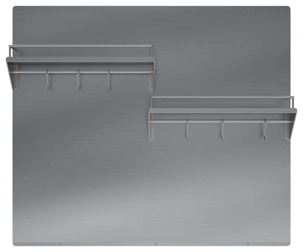 Ancona Stainless Steel Backsplash, Two-Tiered Shelf and Rack, 36 in.