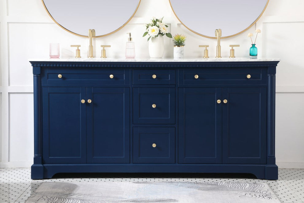 Home Living 21.5" Transitional Black-Light Bathroom Vanity, Blue, 72