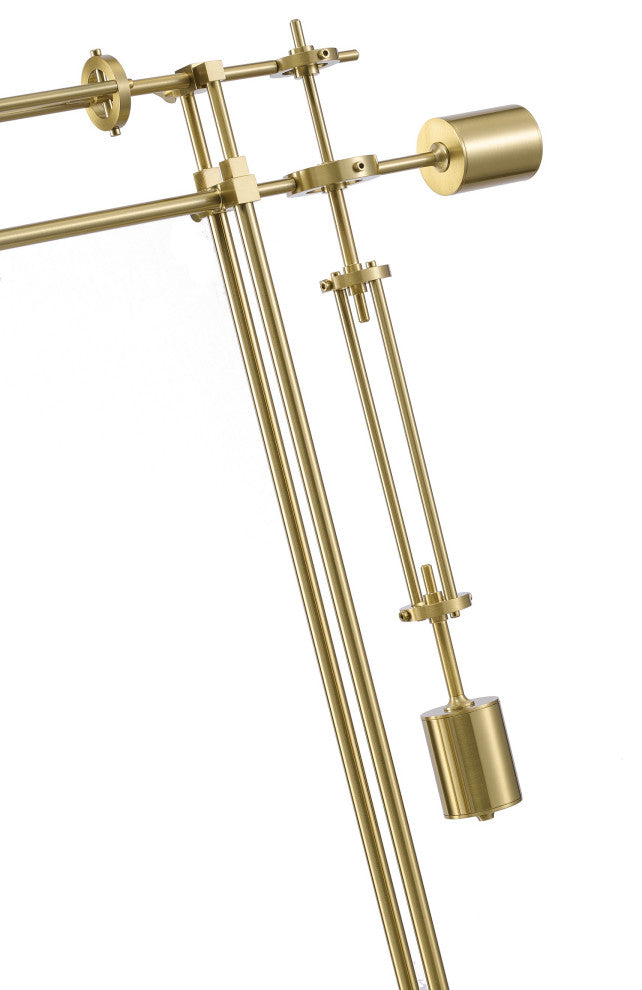 1-Light Brass Iron LED Table Lamp With A Shade And  A Black Alabaster Base