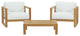 Lounge Armchair Chair Table Set, White Natural, Wood, Modern, Outdoor Patio