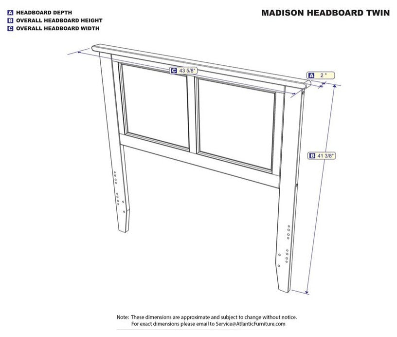 AFI Madison Twin Solid Wood Panel Headboard with Device Charger in Walnut