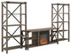 Metal X Accent Wall with 60" Fireplace Console - Grey Wash
