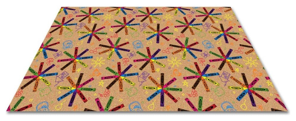 Crayon Scribbles Multi On Tan Rug