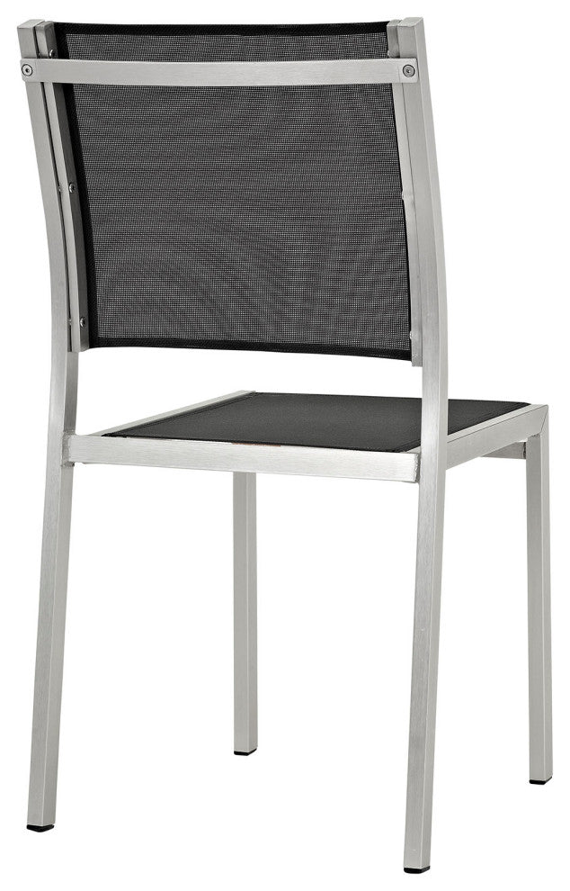 Silver Black Shore 7 Piece Outdoor Patio Aluminum Dining Set