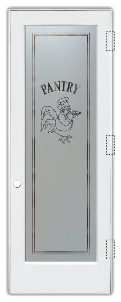Pantry Door - Rooster Chef - Primed - 28" x 84" - Knob on Left - Push Open