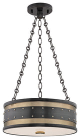 Gaines, 16" Pendant, Aged Old Bronze Finish, Frosted Inside-Clear Outside Glass