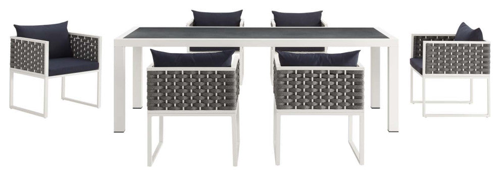 Stance 7 Piece Outdoor Patio Aluminum Dining Set
