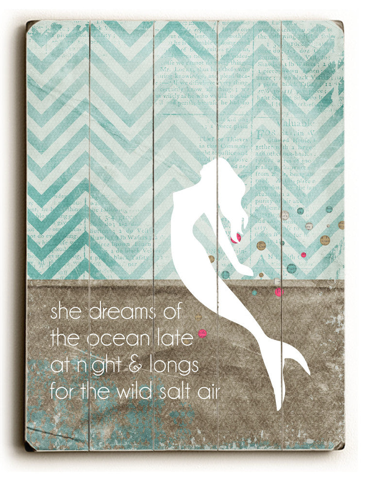 She Dreams Mermaid Wooden Sign