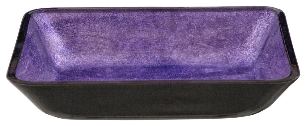 Eden Bath EB_GS81 Rectangular Purple Foil Glass Vessel Sink with Black Exterior