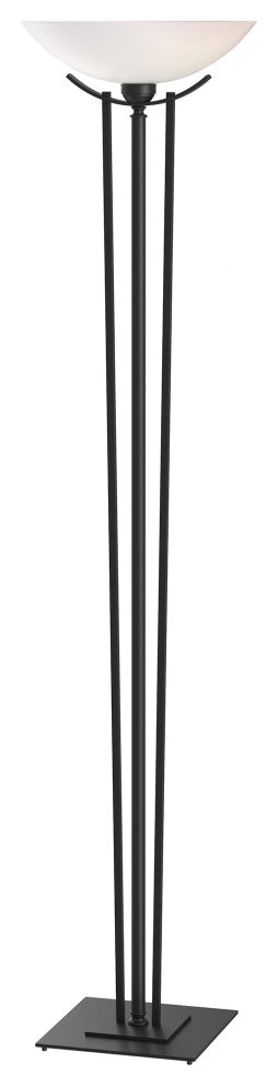 Taper Torchiere, Black Finish - Opal Glass