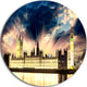 Parliament At River Thames, Cityscape Photography Round Wall Art, 36"