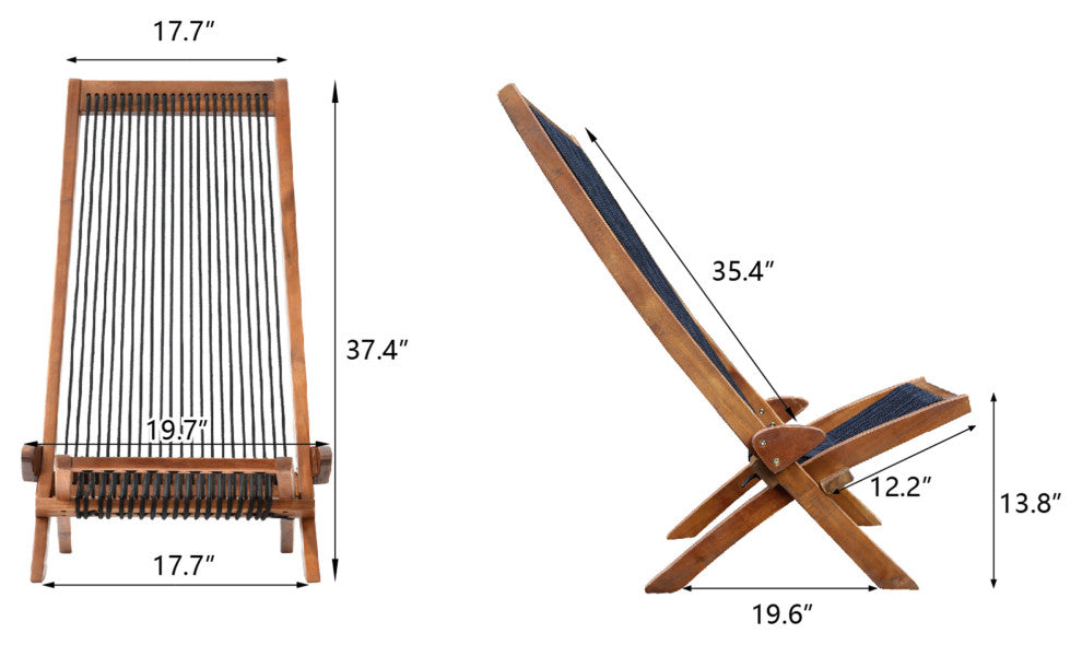 Outdoor Patio Folding Roping Wood Chair