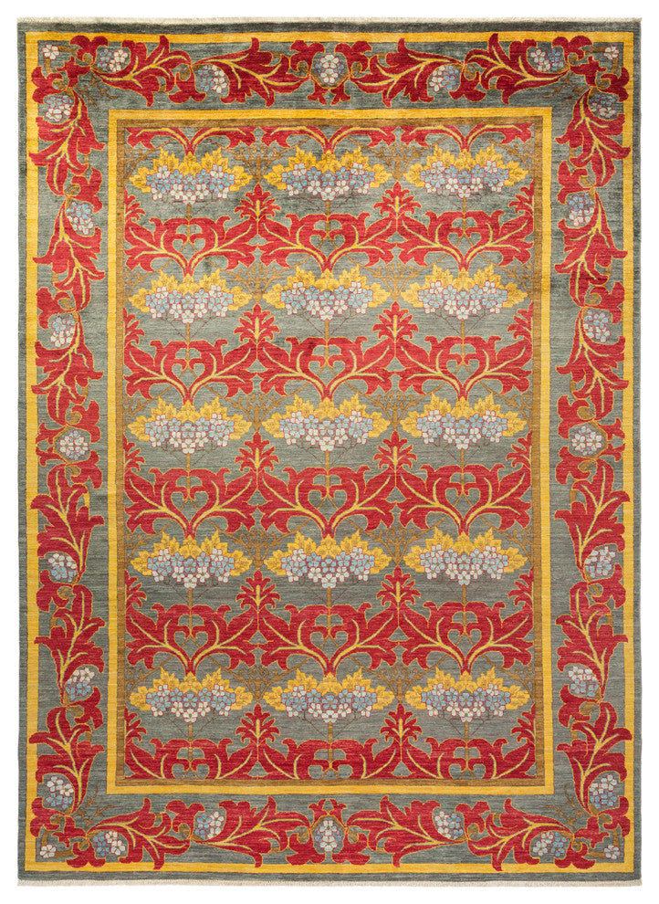 Arts and Crafts, One-of-a-Kind Hand-Knotted Area Rug Gray, 8'8"x11'9"