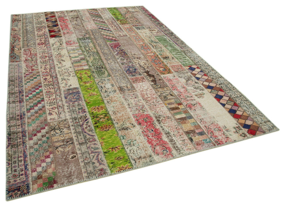 Rug N Carpet - Hand-Knotted Oriental 6' 7" x 9' 11" Over-dyed Patchwork Area Rug