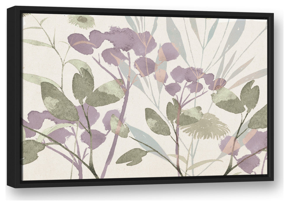 Soft Spring Botanical Purple 2 20x30 Black Floating Framed Canvas