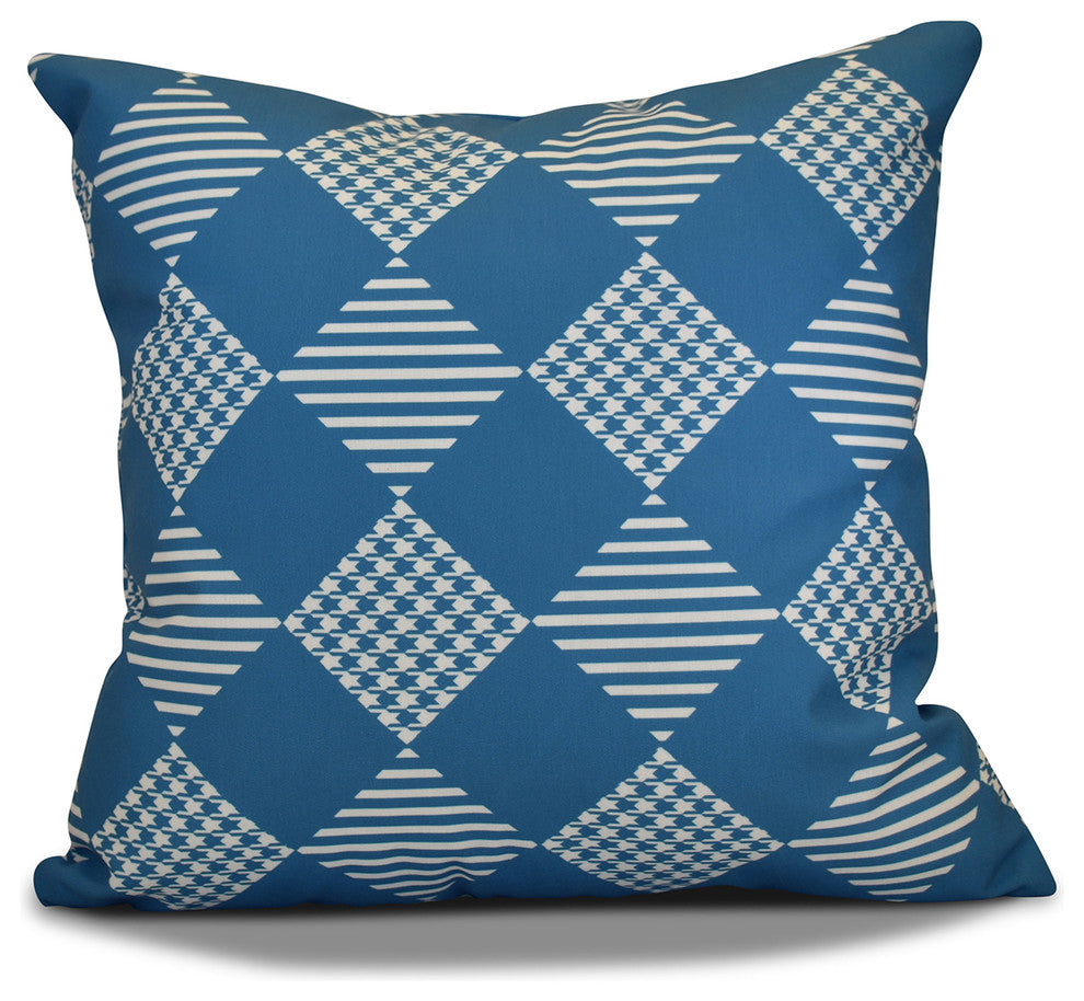 Decorative Holiday Outdoor Pillow Geometric Print, Teal, 18"x18"