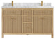 Sonoma 60 Double Bathroom Vanity in Light Natural Teak with 2" Carrara Marble