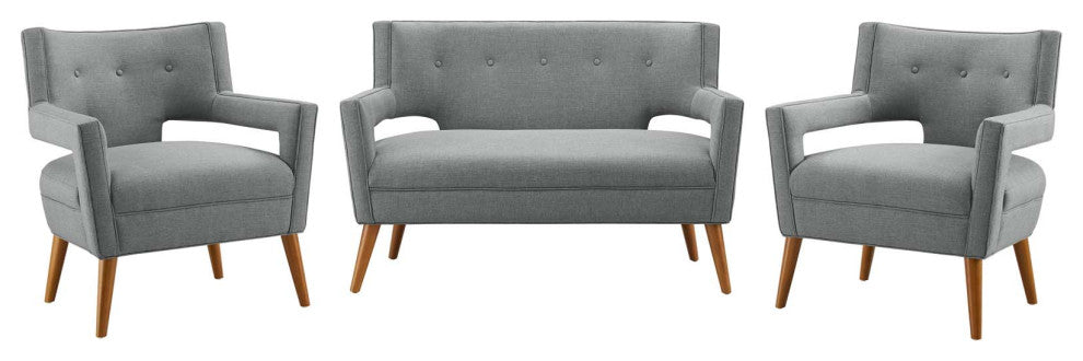 Armchair and Loveseat Sofa Set, Fabric, Gray, Modern, Lounge Hospitality