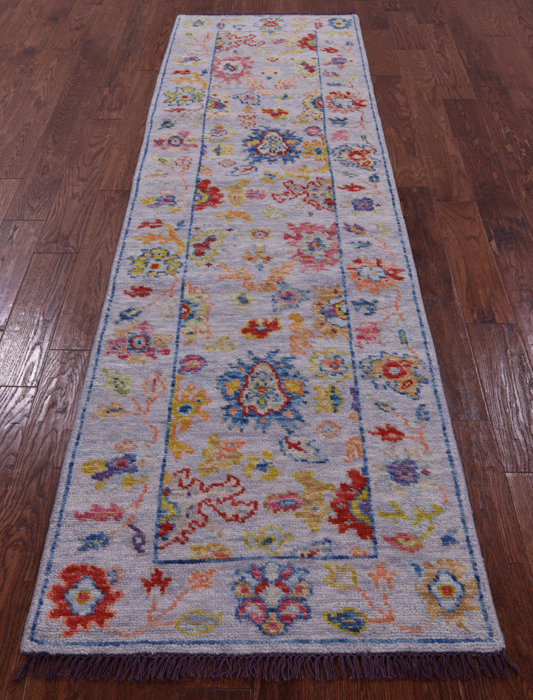 2' 8" X 9' 2" Runner Turkish Oushak Hand Knotted Wool Rug - Q16126