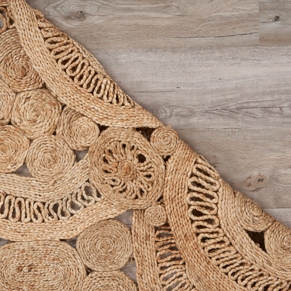 Floral Fantasy Organic Jute Area Rug, 6' Round
