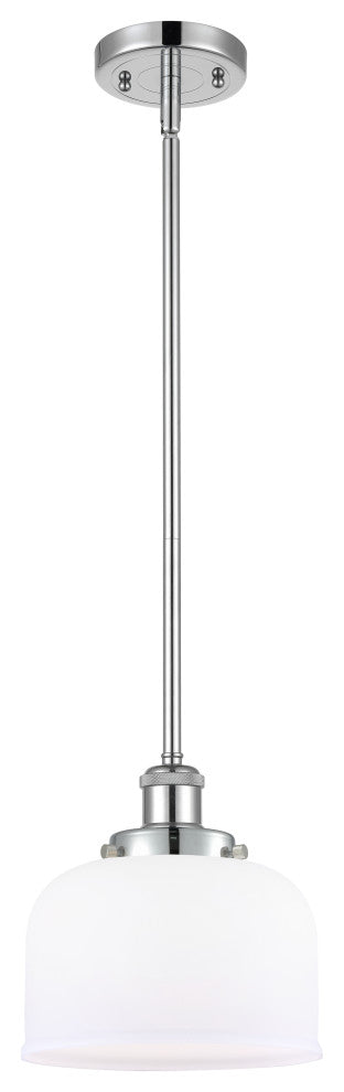Large Bell 1-Light Pendant, Polished Chrome, Matte White