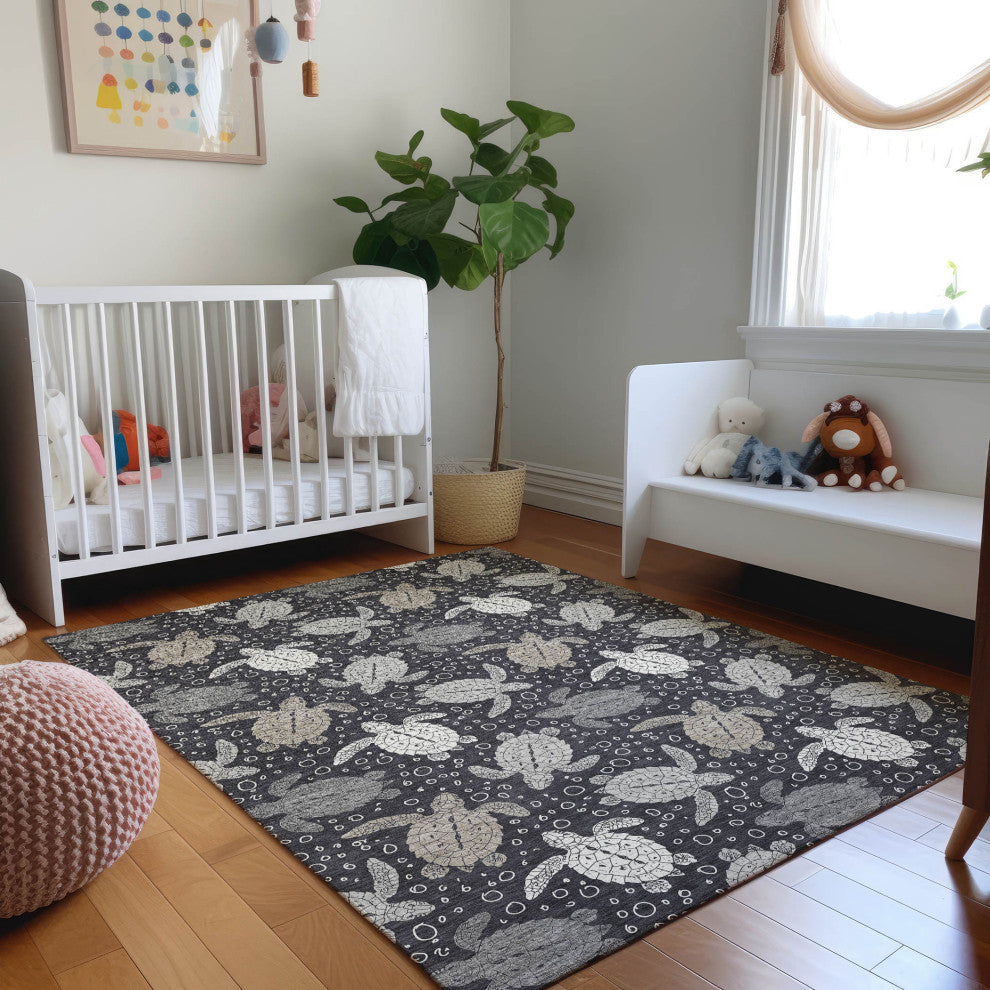 Addison Premium Washable Mayfield AMF192 Black 10' x 14' Rug