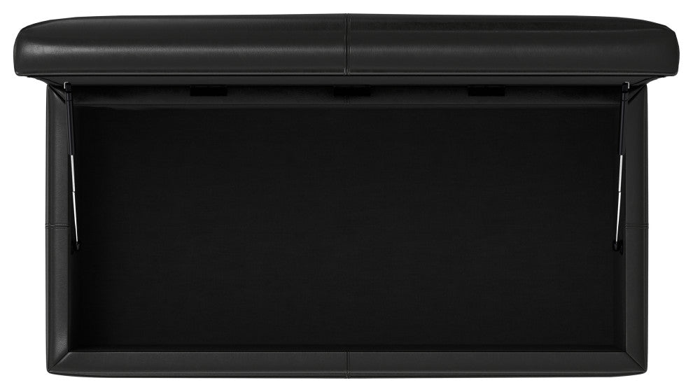 Gabbie Rectangular Storage Ottoman, Midnight Black