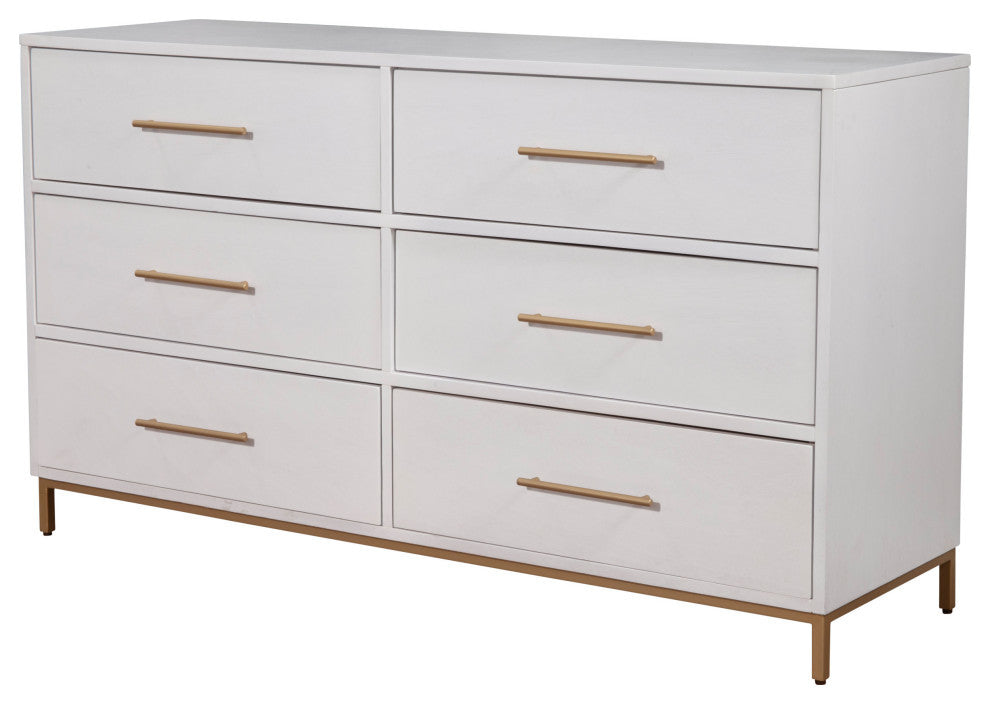 Madelyn Six Drawer Dresser, White