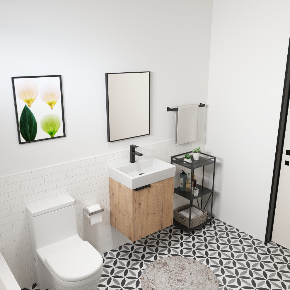BNK 18 Inch Small Wall-mounted Bathroom Vanity,18x15