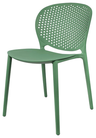 Stackable Plastic Armless Side Dining Chairs Fully Assembled Set of 2, Green