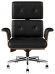 Black Home Office Chair Swivel Upholstered Wooden Desk Chair Adjustable Height, Black