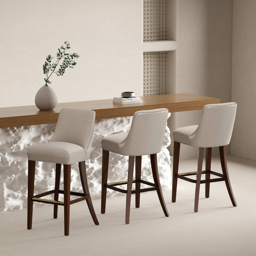 Manhattan Comfort Beever Barstool, Taupe, Set of 3